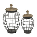 Forge Hollow Caged Decorative Jars, Set of 2