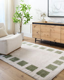 Fossay Shag FSG-2315 Grass Green / Light Beige Rug