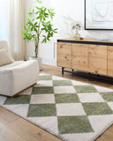 Fossay Shag FSG-2325 Grass Green / Light Beige Rug